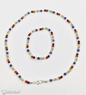Parure Chakra - collier avec bracelet perles facettes 4mm